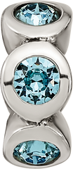 Sterling Silver March Birthstone Bead with Blue Preciosa Crystals, Antiqued Finish