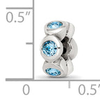 Sterling Silver March Birthstone Bead with Blue Preciosa Crystals, Antiqued Finish