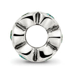 Sterling Silver May Birthstone Bead with Green Preciosa Crystals, Antiqued Finish