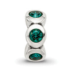 Sterling Silver May Birthstone Bead with Green Preciosa Crystals, Antiqued Finish