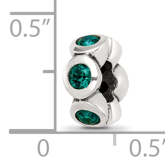 Sterling Silver May Birthstone Bead with Green Preciosa Crystals, Antiqued Finish
