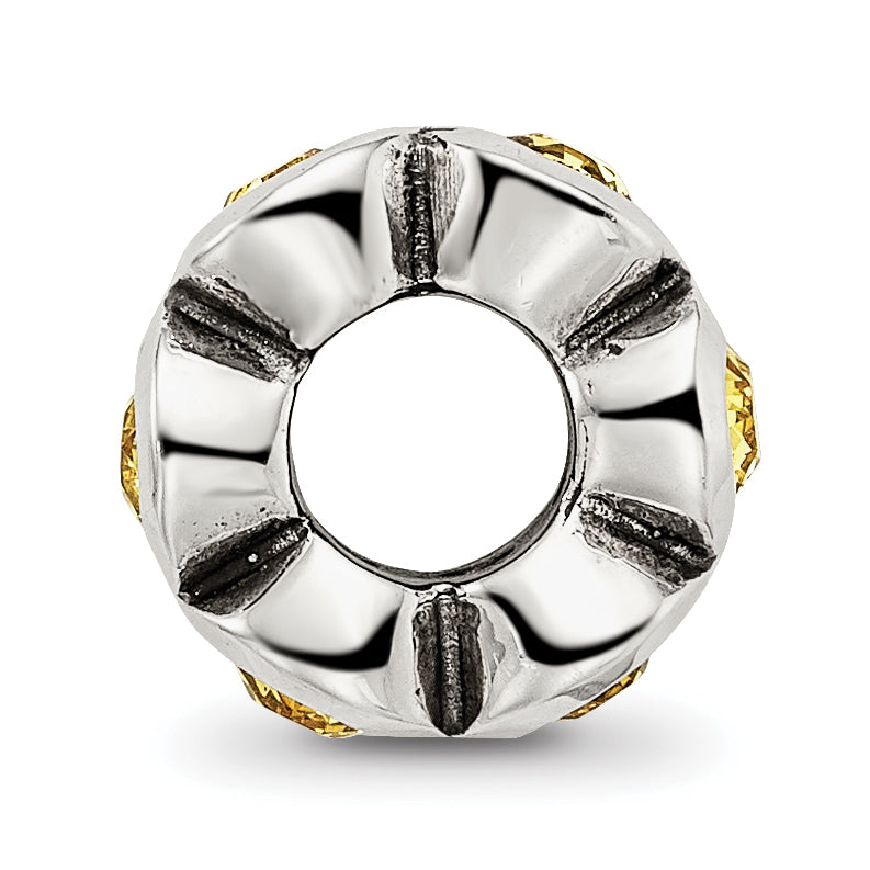 Sterling Silver 925 November Birthstone Bead with Yellow Preciosa Crystals Secondary image