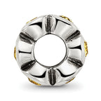 Sterling Silver 925 November Birthstone Bead with Yellow Preciosa Crystals