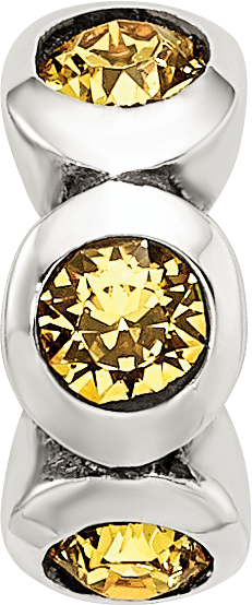 Sterling Silver 925 November Birthstone Bead with Yellow Preciosa Crystals