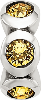 Sterling Silver 925 November Birthstone Bead with Yellow Preciosa Crystals