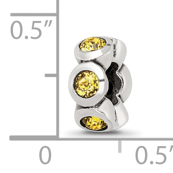 Sterling Silver 925 November Birthstone Bead with Yellow Preciosa Crystals