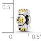 Sterling Silver 925 November Birthstone Bead with Yellow Preciosa Crystals