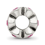 Sterling Silver October Birthstone Bead with Pink Crystals Antique Finish
