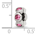 Sterling Silver October Birthstone Bead with Pink Crystals Antique Finish