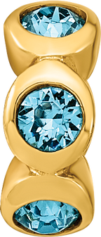 Sterling Silver Gold-plated Reflections Dec Blue Preciosa Crystal Bead