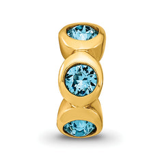 Sterling Silver Gold-plated Reflections Dec Blue Preciosa Crystal Bead
