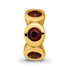 Sterling Silver Gold-plated Reflections Jan Red Preciosa Crystal Bead