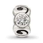 Sterling Silver 925 April Birthstone Bead with White Preciosa Crystal