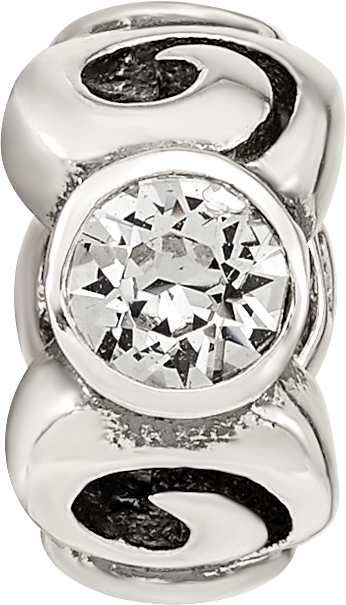 Sterling Silver 925 April Birthstone Bead with White Preciosa Crystal