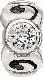 Sterling Silver 925 April Birthstone Bead with White Preciosa Crystal