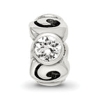 Sterling Silver 925 April Birthstone Bead with White Preciosa Crystal