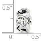 Sterling Silver 925 April Birthstone Bead with White Preciosa Crystal