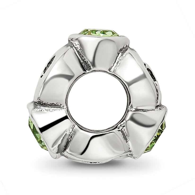 Sterling Silver 925 August Birthstone Bead with Green Crystal Antique Finish