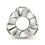 Sterling Silver 925 August Birthstone Bead with Green Crystal Antique Finish