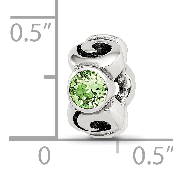 Sterling Silver 925 August Birthstone Bead with Green Crystal Antique Finish