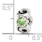 Sterling Silver 925 August Birthstone Bead with Green Crystal Antique Finish