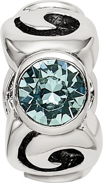 Sterling Silver 925 Bead with December Blue Preciosa Crystal Antique Finish