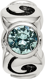 Sterling Silver 925 Bead with December Blue Preciosa Crystal Antique Finish