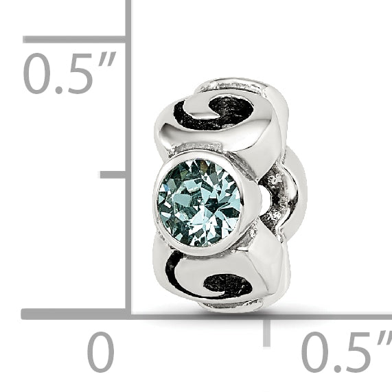 Sterling Silver 925 Bead with December Blue Preciosa Crystal Antique Finish