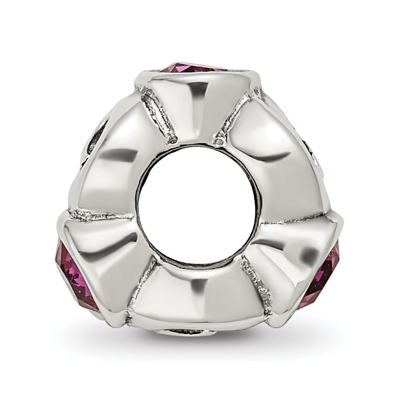 Sterling Silver 925 Birthstone Bead with Purple Preciosa Crystal Antique Finish