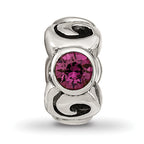 Sterling Silver 925 Birthstone Bead with Purple Preciosa Crystal Antique Finish