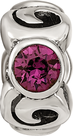 Sterling Silver 925 Birthstone Bead with Purple Preciosa Crystal Antique Finish