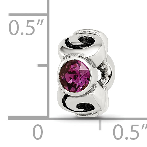 Sterling Silver 925 Birthstone Bead with Purple Preciosa Crystal Antique Finish