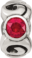 Sterling Silver January Birthstone Bead with Red Crystal, Antiqued Finish