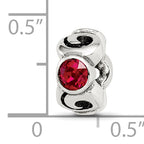 Sterling Silver January Birthstone Bead with Red Crystal, Antiqued Finish