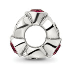 Sterling Silver July Birthstone Bead with Red Crystal Antiqued Finish