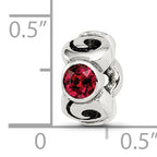 Sterling Silver July Birthstone Bead with Red Crystal Antiqued Finish