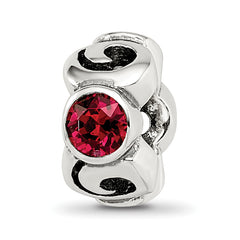 Sterling Silver Reflections July Red Preciosa Crystal Birthstone Bead