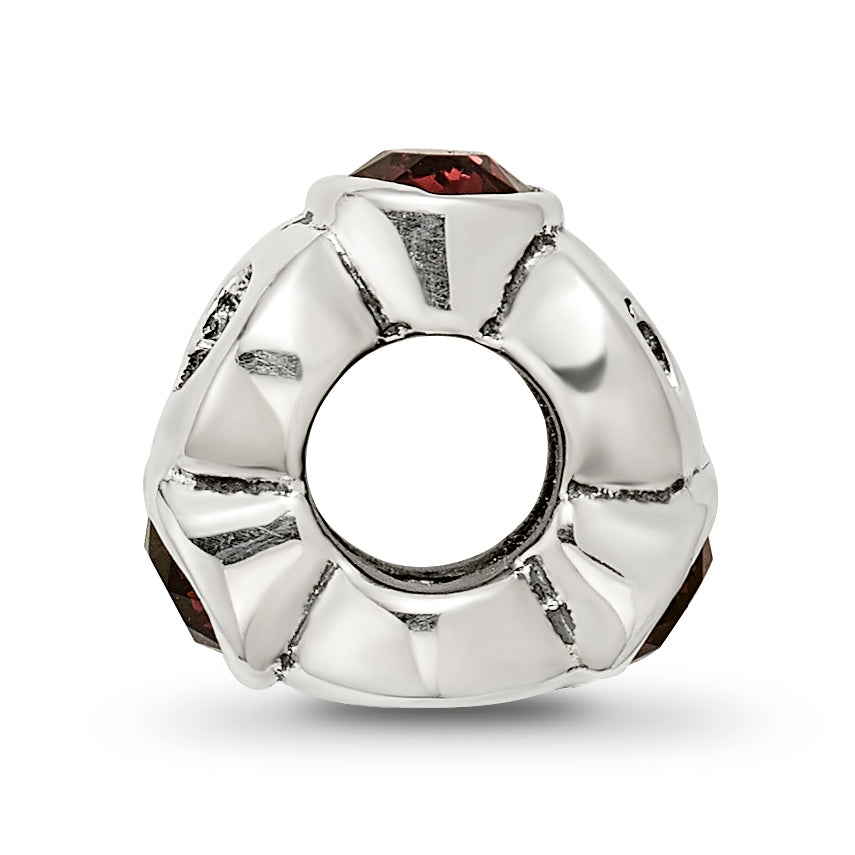 Sterling Silver June Birthstone Bead with Red Preciosa Crystal Antiqued Finish Secondary image