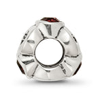 Sterling Silver June Birthstone Bead with Red Preciosa Crystal Antiqued Finish
