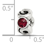 Sterling Silver June Birthstone Bead with Red Preciosa Crystal Antiqued Finish