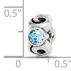 Sterling Silver 925 Antiqued Blue Crystal Birthstone Bead for March