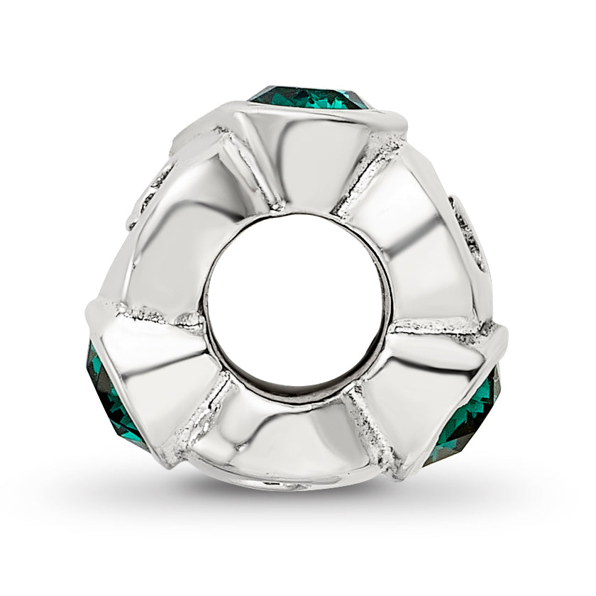 Sterling Silver Reflections May Green Preciosa Crystal Birthstone Bead