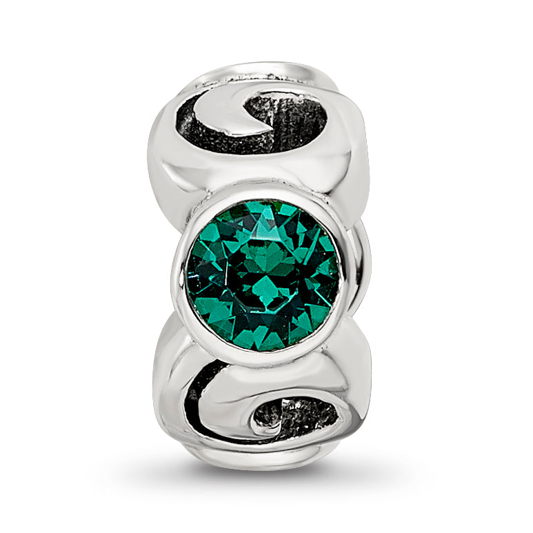 Sterling Silver Reflections May Green Preciosa Crystal Birthstone Bead