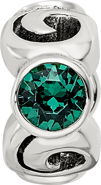 Sterling Silver Reflections May Green Preciosa Crystal Birthstone Bead