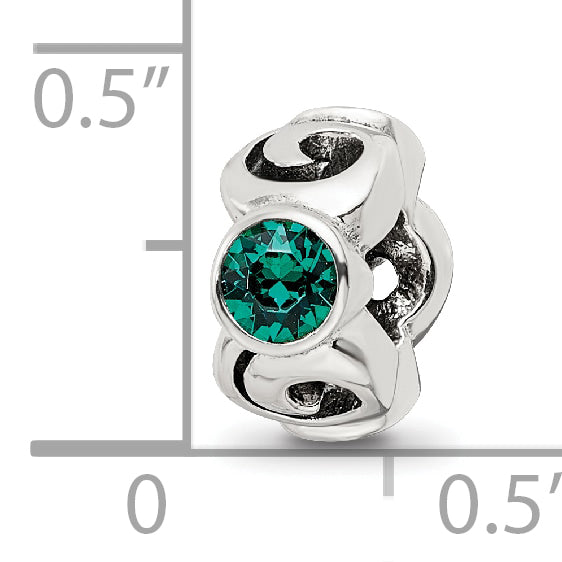 Sterling Silver Reflections May Green Preciosa Crystal Birthstone Bead