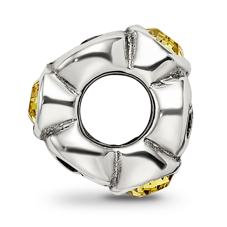 Sterling Silver 925 Yellow Crystal Birthstone Bead with Antiqued Finish Secondary image
