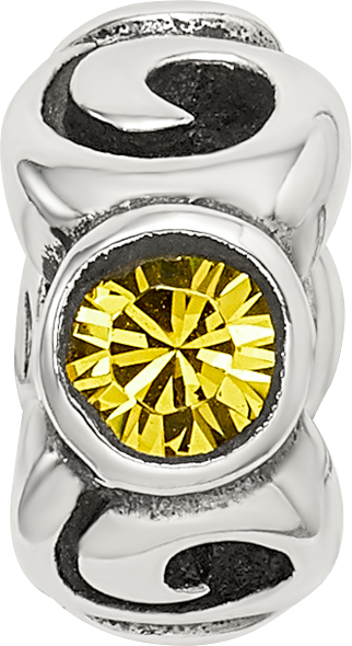 Sterling Silver Reflections Novem Yellow Preciosa Crystal Birthstone Bead