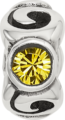 Sterling Silver Reflections Novem Yellow Preciosa Crystal Birthstone Bead