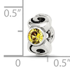Sterling Silver 925 Yellow Crystal Birthstone Bead with Antiqued Finish