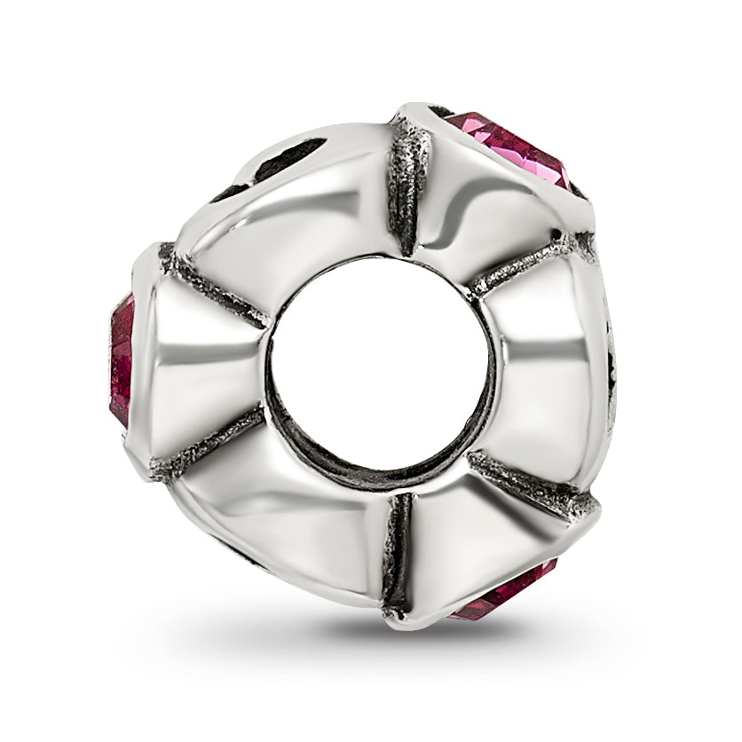 Sterling Silver 925 Pink Crystal October Birthstone Bead by Sophia Jewelers